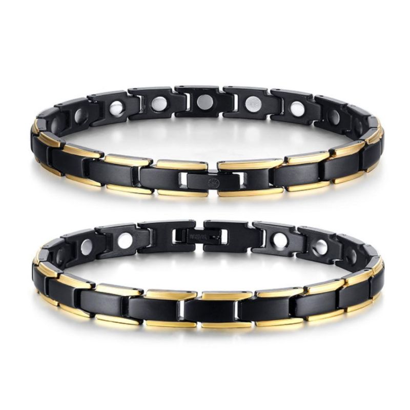 New Product 23cm Titanium Steel Tricolor Carbon Fiber, Magnetic Stone Bracelet Black