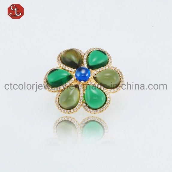 Wholesale Fashion Jewelry 925 Sterling Silver Rose Gold plated Flower Fine Jewelry Rings with CZ Customized Design