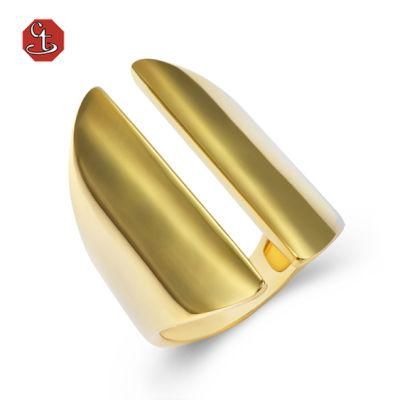 Costume jewelry ring 925 silver Big plain gold plated open Ring