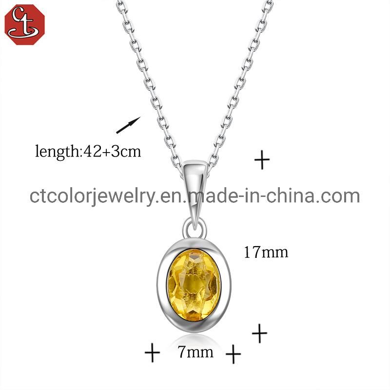 Wholesale jewellery natural citrine crystal pendant silver necklace Fashion Accessories jewelry