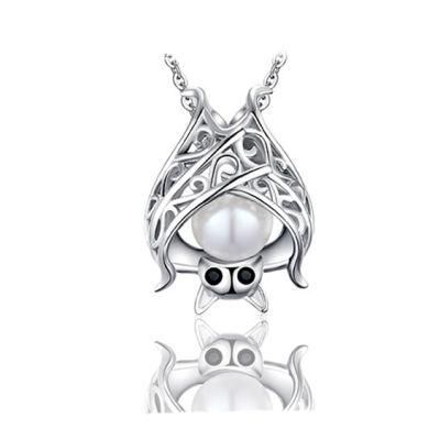 925 Sterling Silver Pendants Fresh Water Pearl Pendants Large Wings Hanging Upside-Down Bat Pendants