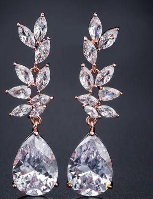 Rose Gold Elegant CZ Earring, Bridal Elegant CZ Earring Jewelry, Wedding Elegant CZ Earring for Wemen