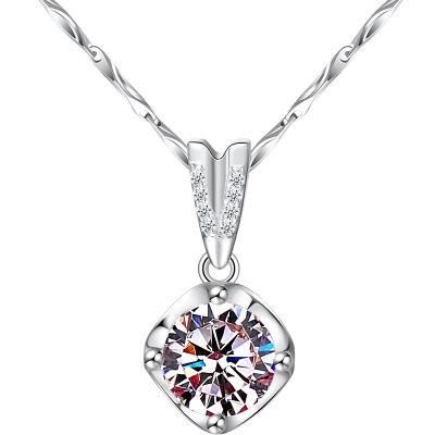 925 Sterling Silver Women 1CT Moissanite Pendant Necklace with Lobster Clasp