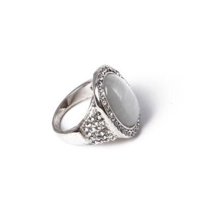 Promotional Fashion Jewelry Silver Ring with White Rhinestone