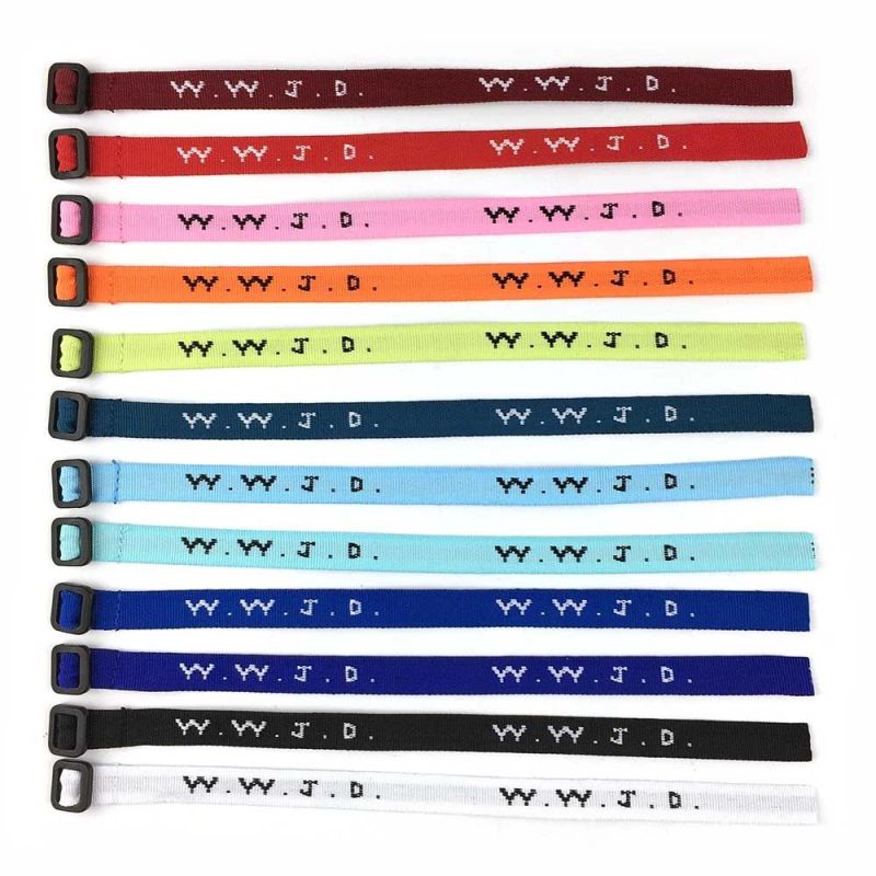 Custom Promotional Gifts Adjustable Woven Wristband Custom Jacquard Wwjd Bracelets
