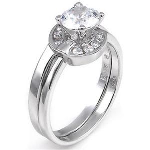 Fashion 925 Sterling Silver Vintage Engagement Finger Set Ring