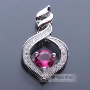 Red Corundum Stone Fashion Type 925 Sterling Silver Pendant