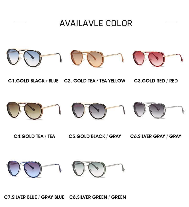 Round Retro Style Designer UV400 Metal Sunglasses