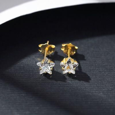 Crystal Earrings 925 Silver Five-Pointed Star Diamond Ear Stud