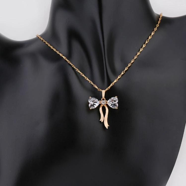 Fashion Accessories Women 18K Gold Plated Alloy Silver Jewelry Chain Sets Pendant Necklace with Crystal