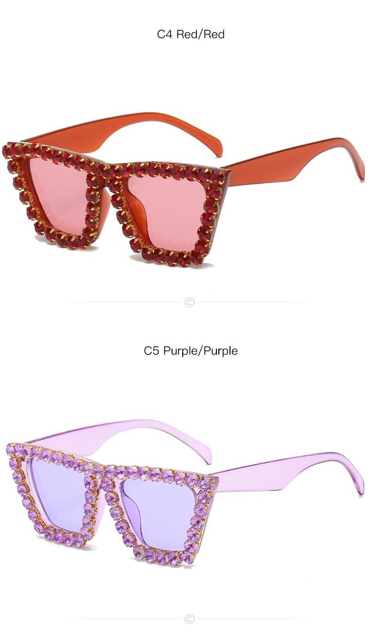 Oversize Unique Female Luxury Rhinestones UV400 Sunglasses