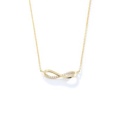 Elegant OEM Custom Fashion Jewellery 14K Gold Plating Half CZ Infinity Forever Necklace