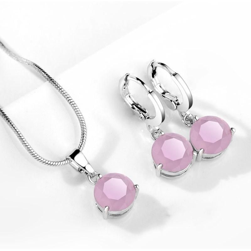 Crystal Silver Color Necklace Stud Drop Earring Wedding Jewelry Sets