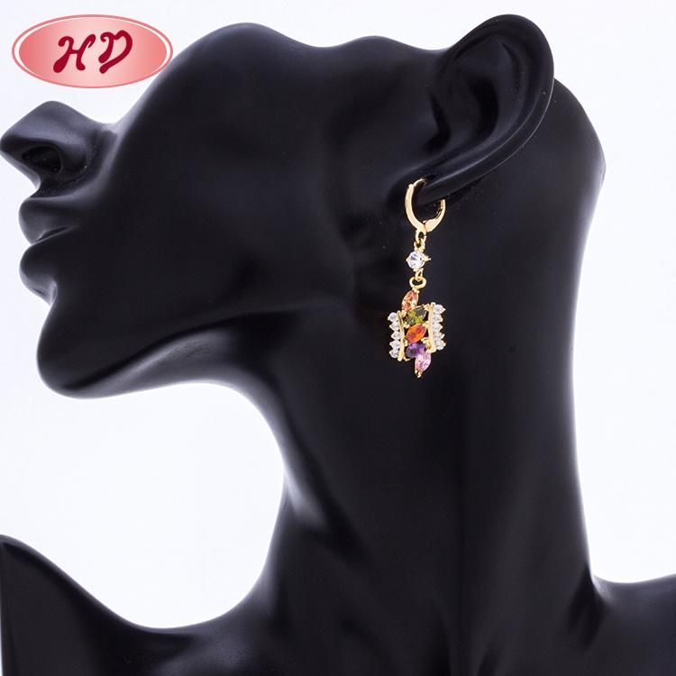 2020 HD Handmade Fashion Jewelry Colorful Cubic Zirconia 24K Gold Drop Earrings