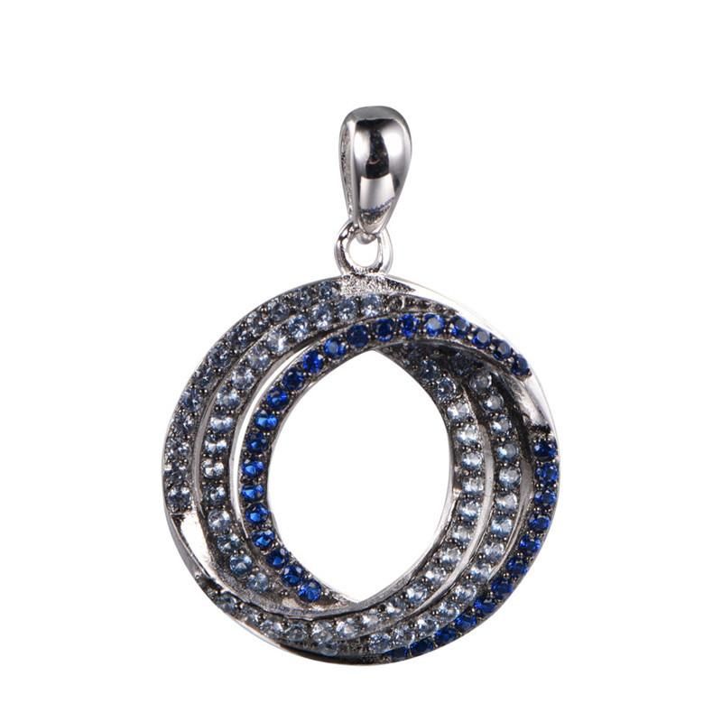 UPS and Downs Round Shaped Pave Setting Fashion Silver Pendant
