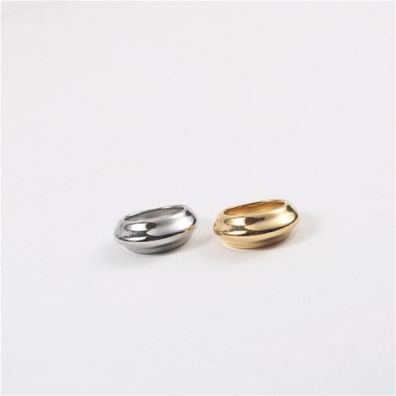 Concave-Convax Fashion Solid Stainless Steel Women Ring Jewelry