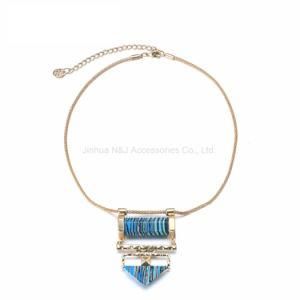 Fashion Vintage Geometric Choker Chain Necklaces &amp; Pendants Women Turquoise Natural Stones Blue Imitation Jewelry
