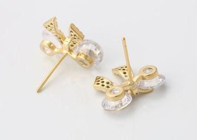 Jewelry Royal Fashion Elegant Exquisite Bow Diamond 14K Gold-Plated Women&prime;s Earrings