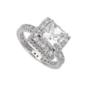 Perfect Princess Cut Topaz 10kt White Gold Filled Wedding Ring