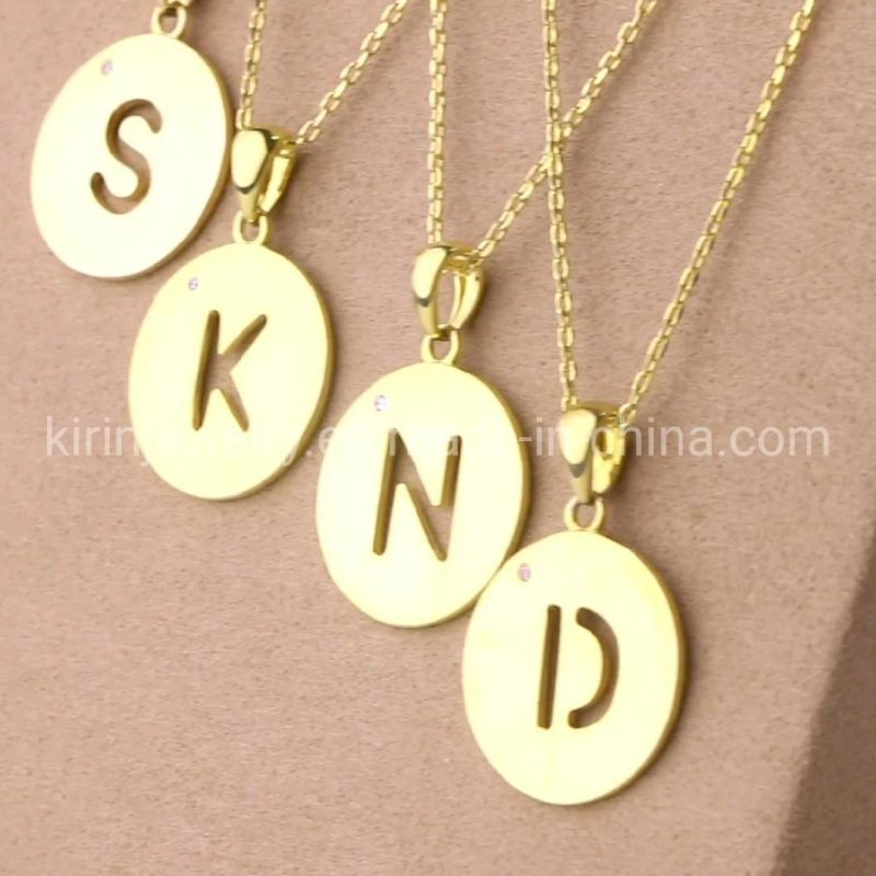 Link Chain Letter Pendant 18K Gold Women′s Chocker Letter Necklace Jewelry "a to Z" Initial Necklace