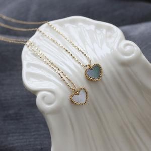 Simple Design Love Grey Shell Clavicle Chain White Shell Heart Necklace