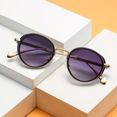 2022 Custom Logo Wholesale Women Fashion UV400 Unisex Designer Metal Round Custom Retro Vintage Sunglasses