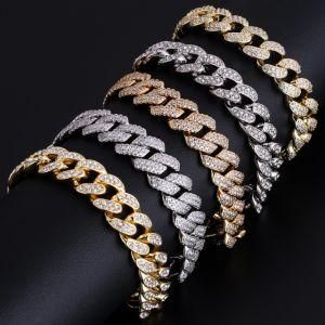 Custom Diamond Stainless Steel Twisted Miami Iced out Jewelry 18K Gold Plated Tennis Cuban Link Chain Bracelet for Men
