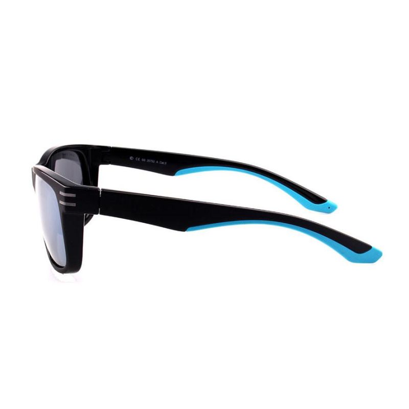 2017 Classical Black Fashion Sports Sunglasses with Blue Rubber