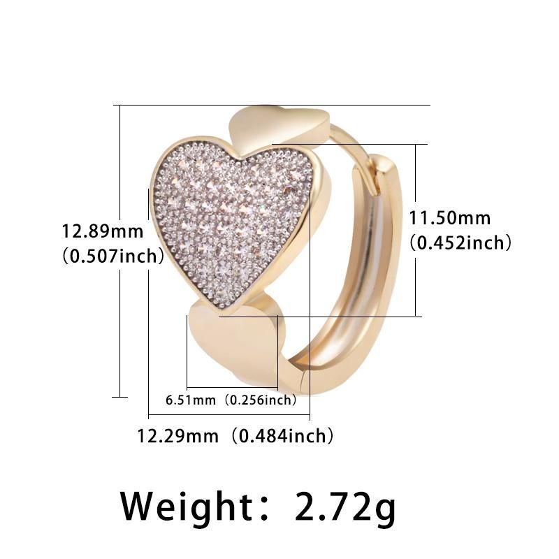 Luxury Zirconia Hoop Heart Two-Color Pave Huggie Earrings