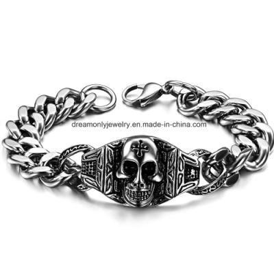 Fashion Stainless Steel Jewelry Biker Bracelet 316L Stainless Steel Skull Bracelet for Mens