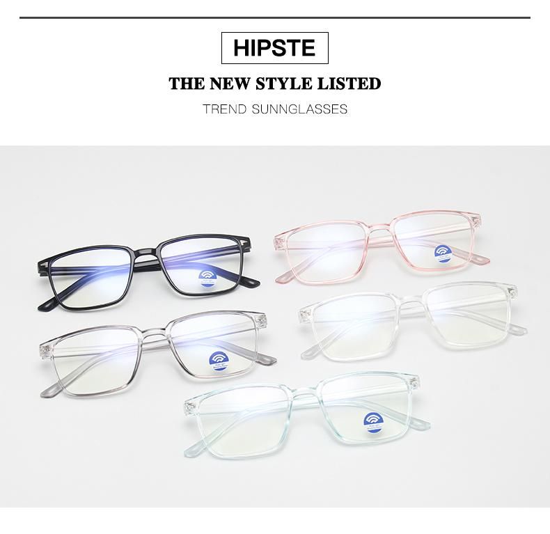 Square Transparent Color Anti-Blue Light Glasses Women′s Light and Comfortable Retro Midin Glasses