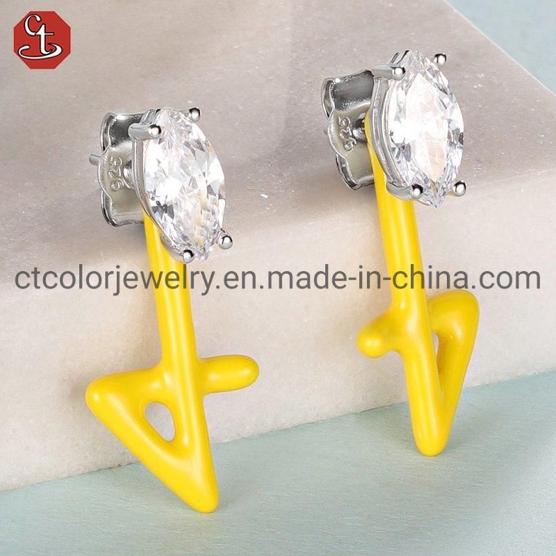 Fashion Jewelry Color Enamel Stud Silver Earrings