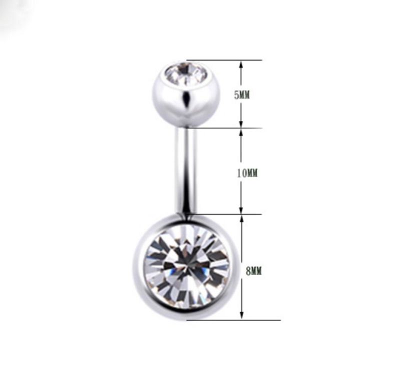 G23 Titanium European and American Double Diamond Inlay Zircon Navel Ring Titanium Navel Nail Body Piercing Jewelry Tp1910