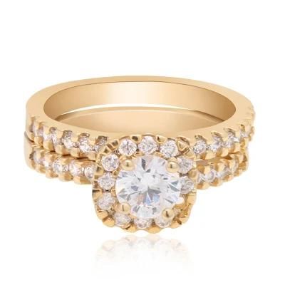 Wedding Round Shape Cubic Zirconia Bridal Engagement Ring Set
