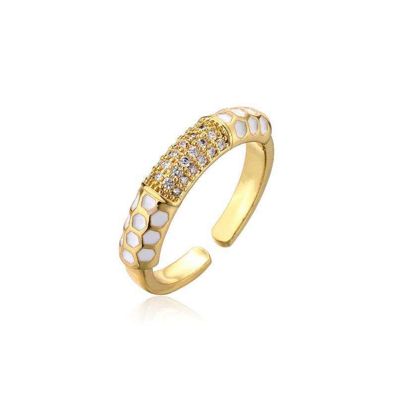 Fashion Geometry Brass Plating Enamal Open Ring