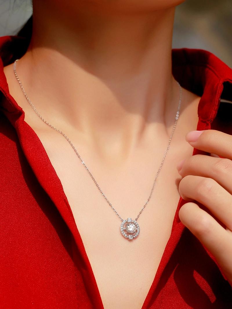 2022 Fashion Jewelry Moissanite Sterling Silver Necklace is $12.6 for women′s jewellery