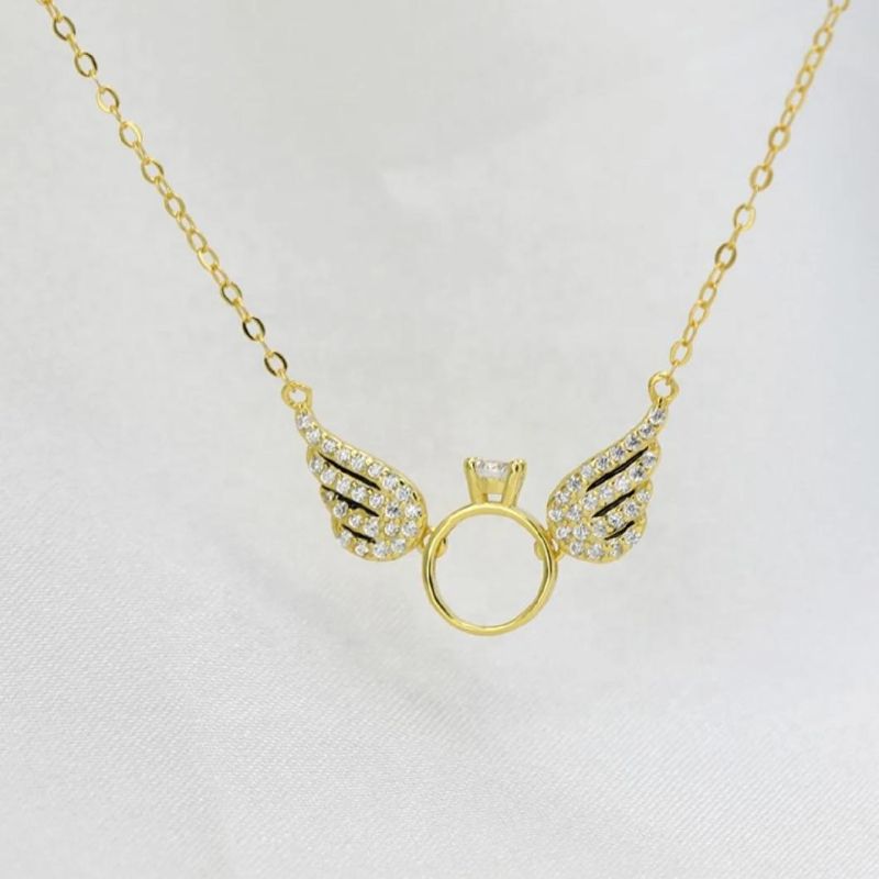 925 Sterling Silver Angel Wings Pendant Clavicle Chain Necklace Women Light Luxury Temperament Wedding Wholesales Jewelry