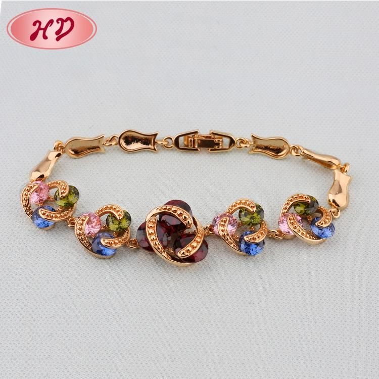 Hot Popular 18K Rose Gold Jewelry Crystal Charm Bracelet