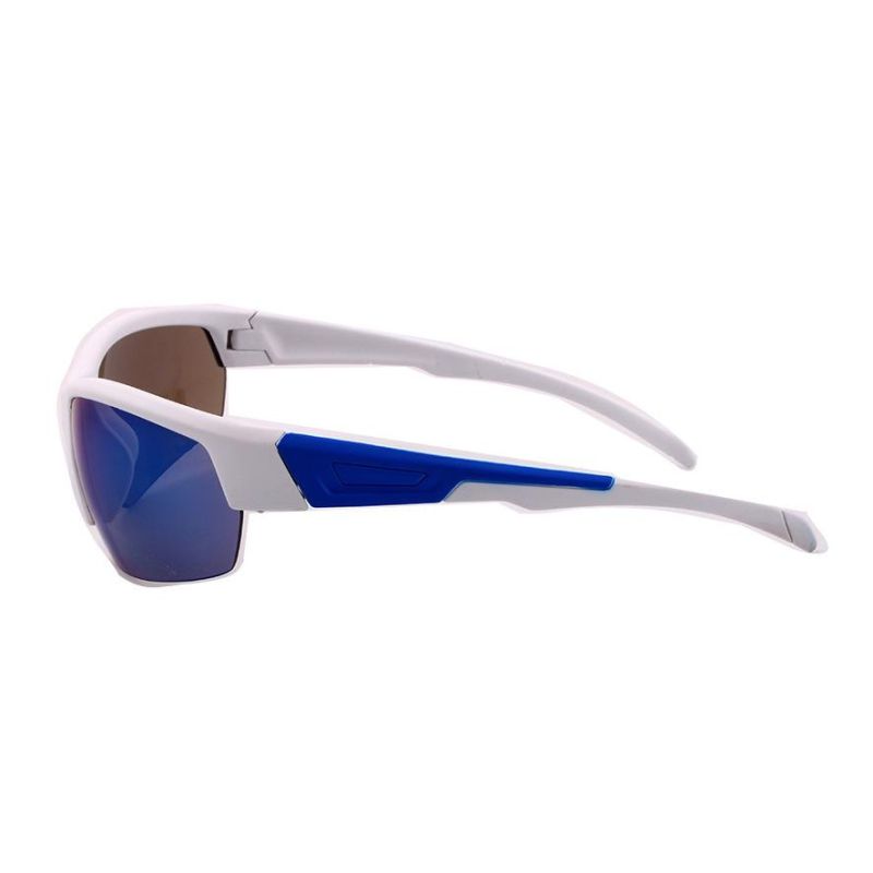 Half Frame White and Blue Sport Sunglasses