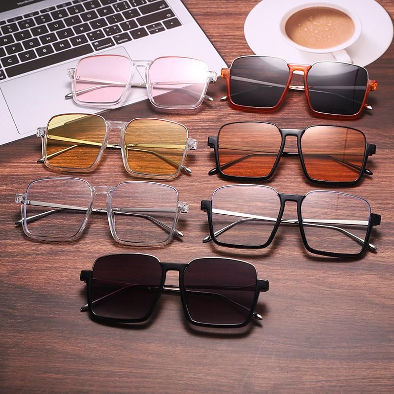 Big Square Frame Oversized Colorful Custom Fashion Trendy Women Men Sun Glasses Shades Half Rim Sunglasses 2021 2022