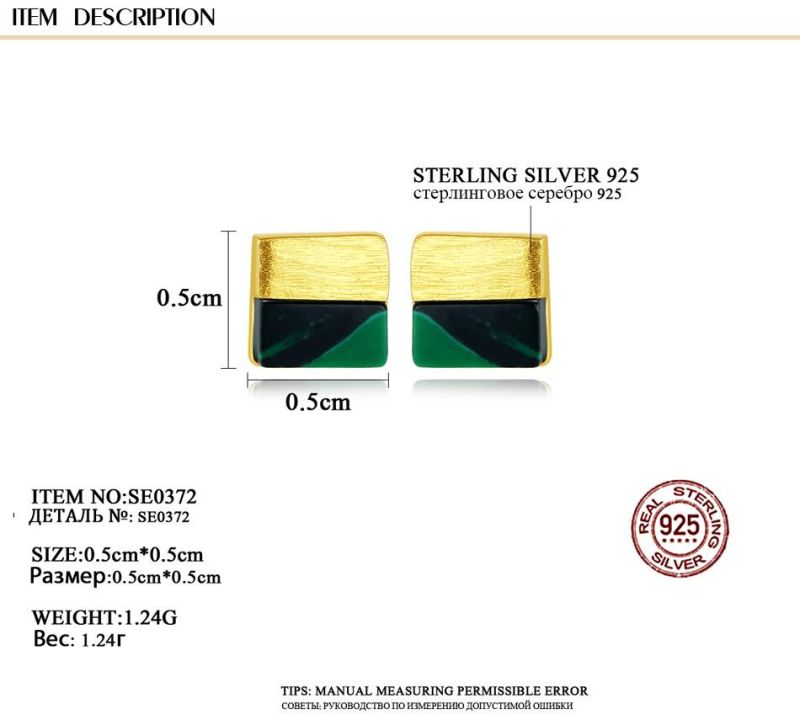 Fashion Jewelry Round Pearl Stud Double Colors Square Earrings