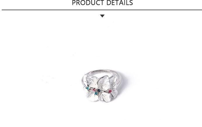 New Design Fashion Jewelry Flower Silver Ring with Rhinestone