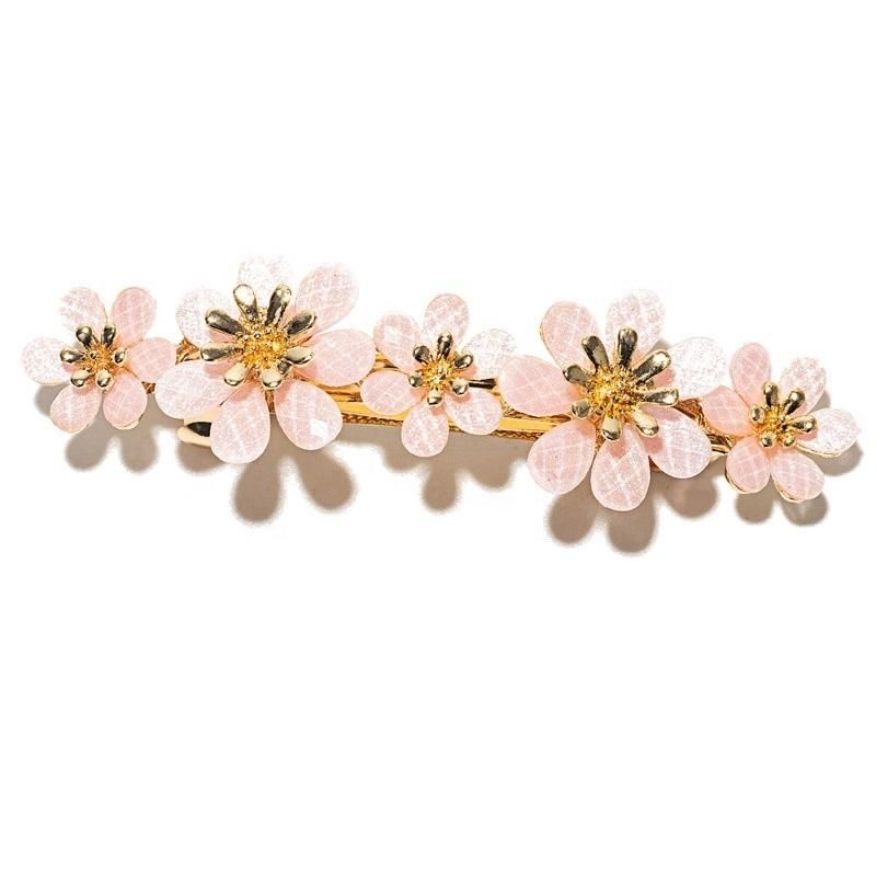 Women Golden Flower Metal Hair Clip