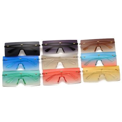 Retro One-Piece Large Frame Windshield Glasses PC Frame Personalized Square Sunglasses