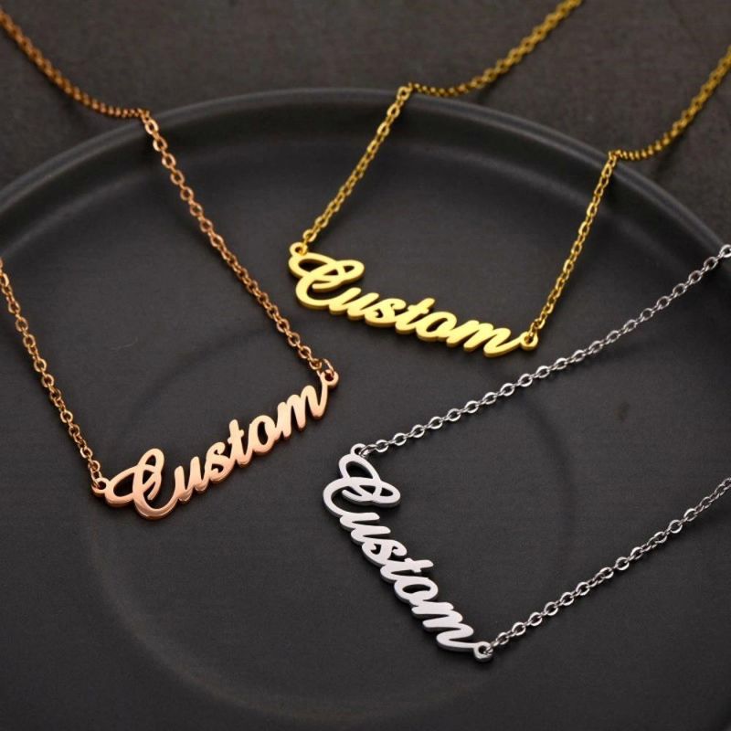 Customized Stainless Steel Name Necklace Personalized Necklace Pendant Nameplate Gift