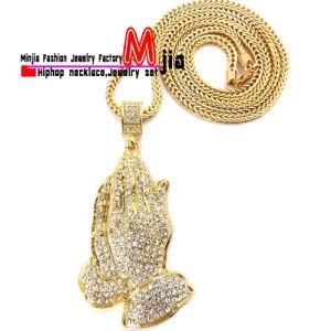 New Iced out Alloy Pray Hand Pendant Necklace (MP789)