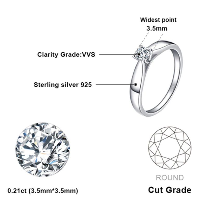 Cubic Zirconia Solitaire Engagement Ring Simple Finger Ring Fashion Jewelry for Women Wholesale