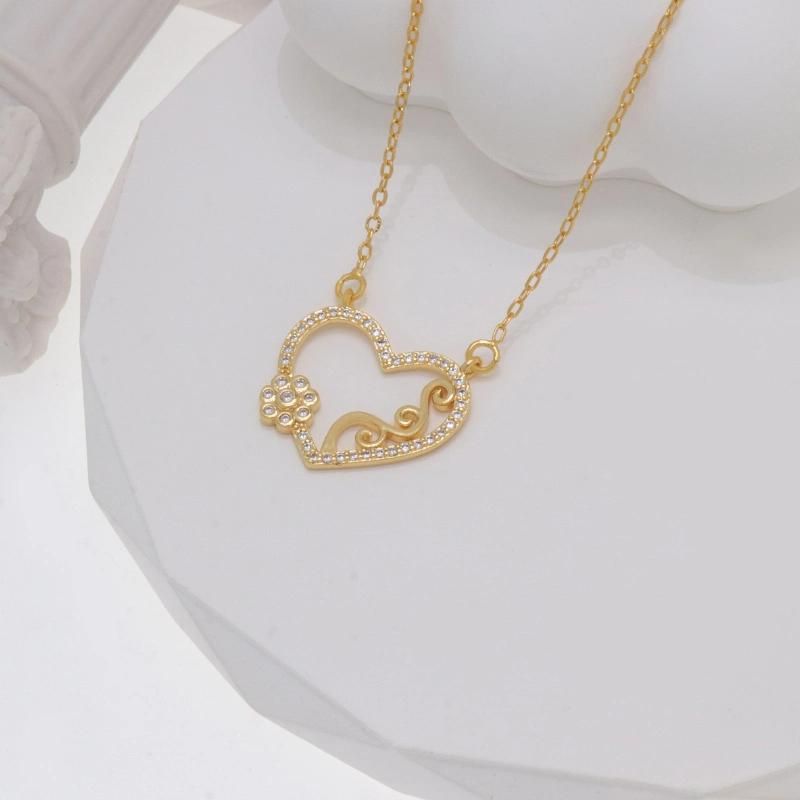 Wholesale Heart Shape Gold Plated Elegant Ladies Fashion Jewelry Necklace