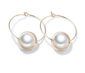 White Pearl Gold Color Circle Hoop Earrings for Women Female Big Earrings Jewelry Accessories Brincos Aros