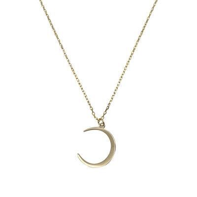 C&L Jewelry Simple Design S925 Sterling Silver Creative Moon Chain Necklace